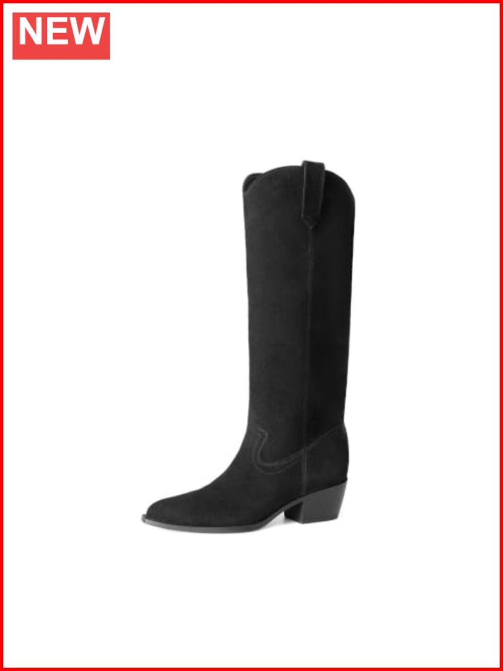 Suede Knee High Tall Western Boots Pointed Toe Pull On Women